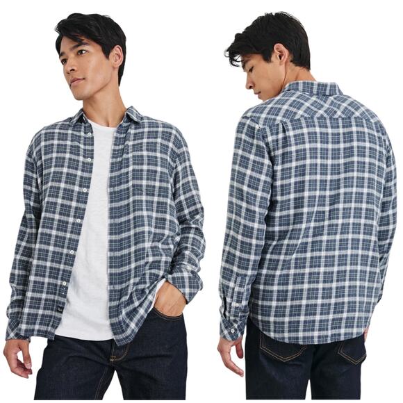 Rails NWT Brushed Lennox Long Sleeve Denim Shirt White Grey Button Up Men's XXL